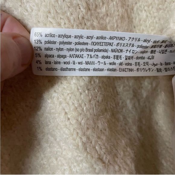 Zara NWOT Fine Knit Mock Cropped Turtleneck Sweater Cream Size Large - Picture 8 of 9